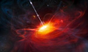 Quasars are supermassive black holes sending out vast quantities of energy from very young galaxies.