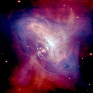 Pulsar in Crab Nebula; pulsars are rapidly rotating neutron stars with tremendous gravitational fields. These help to show the speed of light does not vary.