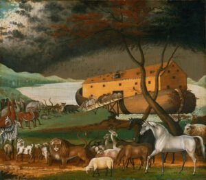 Noah's Ark tells about destruction of all human life except for eight people.